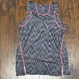 Athleta Women's Black and Pink Striped Running Tank Top w/reflectors